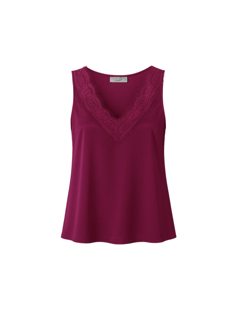 Top in raso con pizzo sullo scollo Lizalù 1000